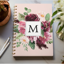 Cuaderno Flores acuáticas modernas monogramadas