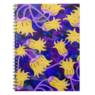 Cuaderno Flores amarillas acuarela patrón transparente