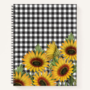 Cuaderno Flores amarillas de búfalo negro y blanco