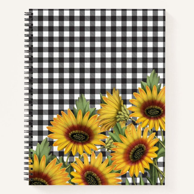 Cuaderno Flores amarillas de búfalo negro y blanco (Anverso)
