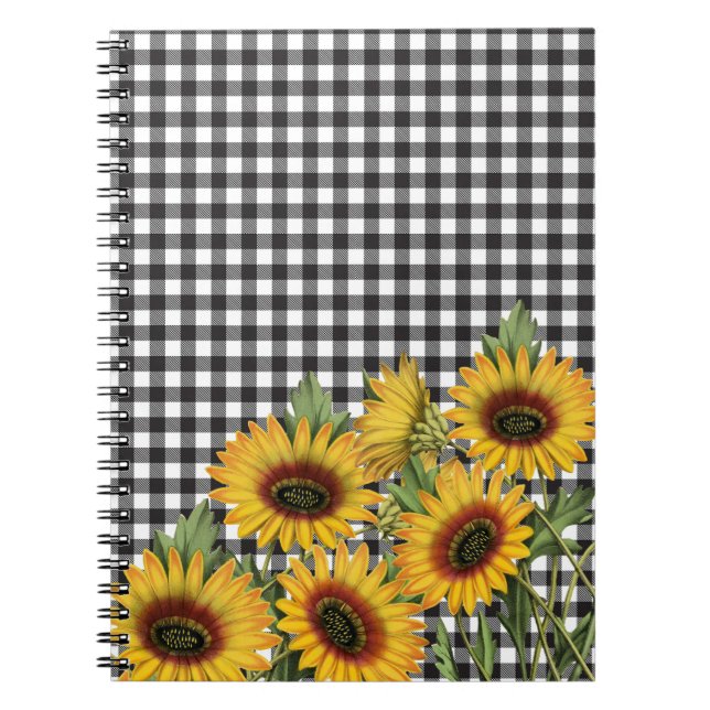Cuaderno Flores amarillas de búfalo negro y blanco (Frente)