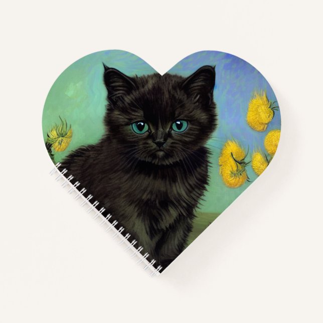 Cuaderno Flores amarillas de gato negro Van Gogh (Anverso)
