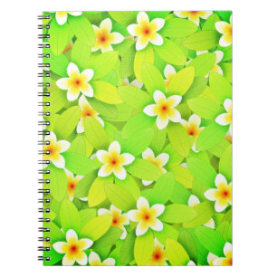 Cuaderno Flores amarillas de hojas verdes florales patrón-6