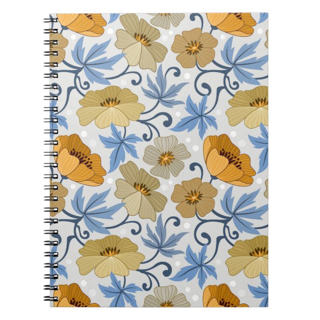 Cuaderno Flores amarillas: diseño textil sin foco (Frente)