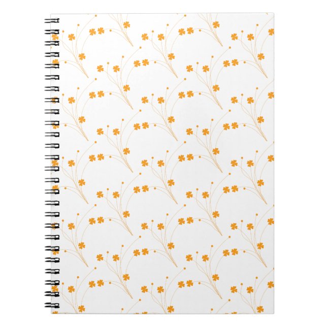 Cuaderno Flores amarillas doradas, pequeña impresión floral (Frente)