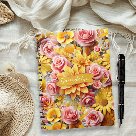 Cuaderno Flores Amarillas Personalizadas encuadernadas en e