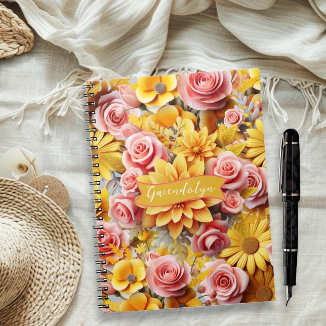 Cuaderno Flores Amarillas Personalizadas encuadernadas en e (Subido por el creador)