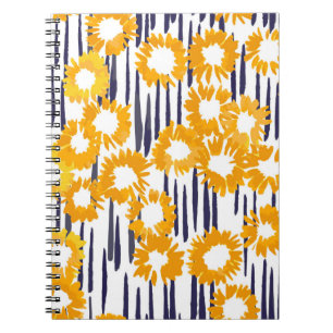 Cuaderno Flores amarillas pintadas a mano patrón transparen