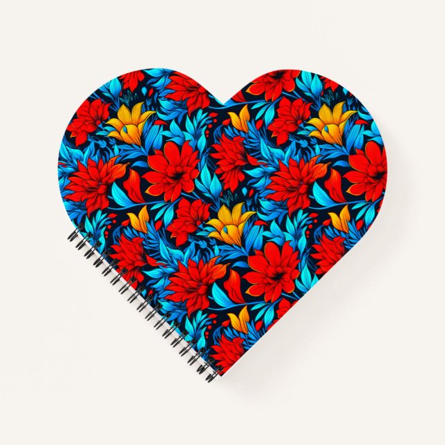 Cuaderno Flores amarillas rojas florales Patrón-13075 (Anverso)