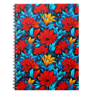 Cuaderno Flores amarillas rojas florales Patrón-13075