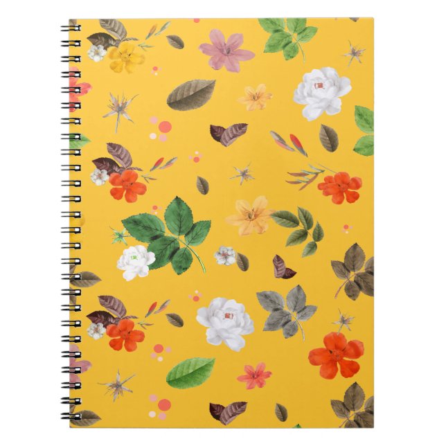 Cuaderno Flores amarillas y rosas blancas 10 (Frente)