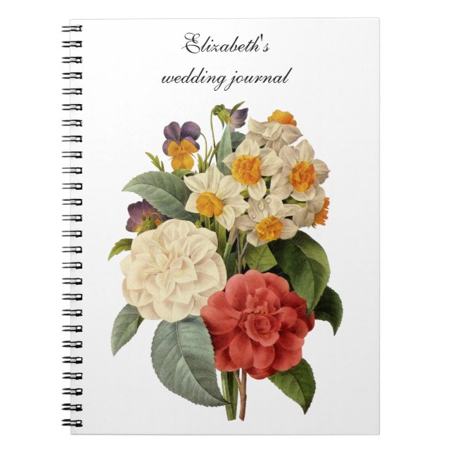 Cuaderno Flores antiguas, camelias y narcisos, Redoute (Frente)