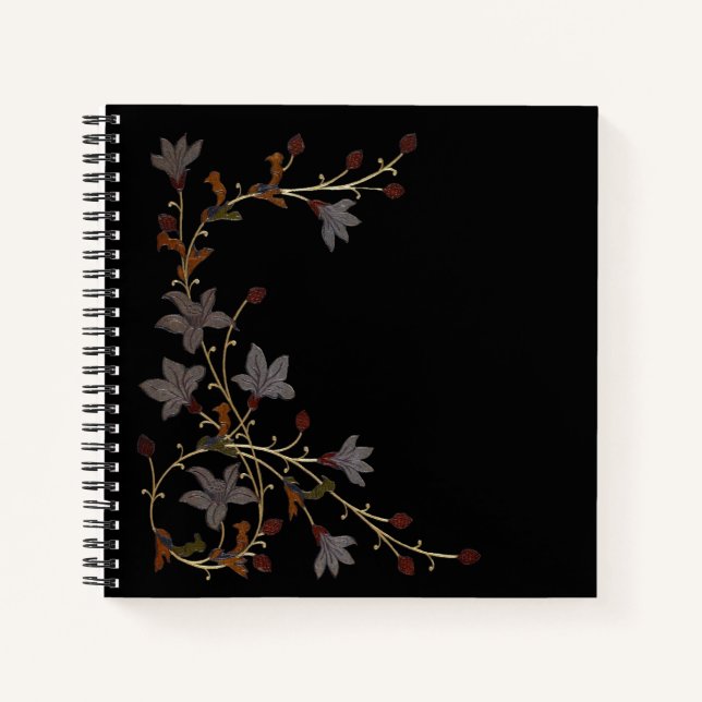 Cuaderno Flores Art Deco sobre negro (Anverso)
