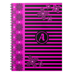 Cuaderno Flores artdeco en estilo retro con monograma