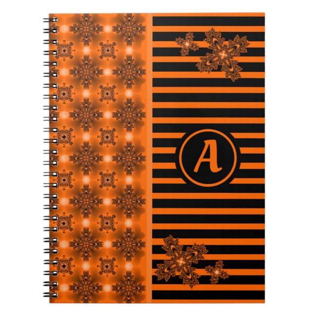Cuaderno Flores artdeco en estilo retro con monograma (Frente)