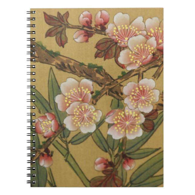 Cuaderno Flores Asiáticas Japonesas de Flor de Cerezo Antig (Frente)