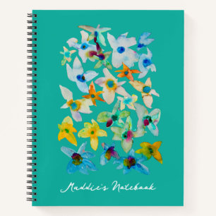 Cuaderno Flores azul acuarela