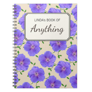 Cuaderno Flores azules botánicas en cualquier color