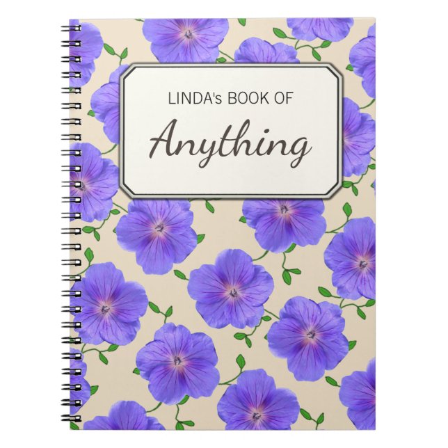 Cuaderno Flores azules botánicas en cualquier color (Frente)