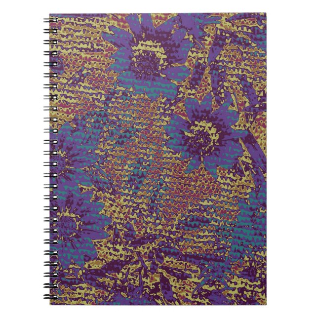 Cuaderno Flores azules contra modelo del camuflaje de la (Frente)