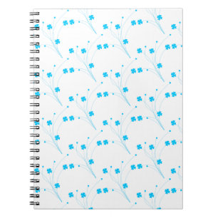 Cuaderno Flores azules de cielo brillante, impresión floral