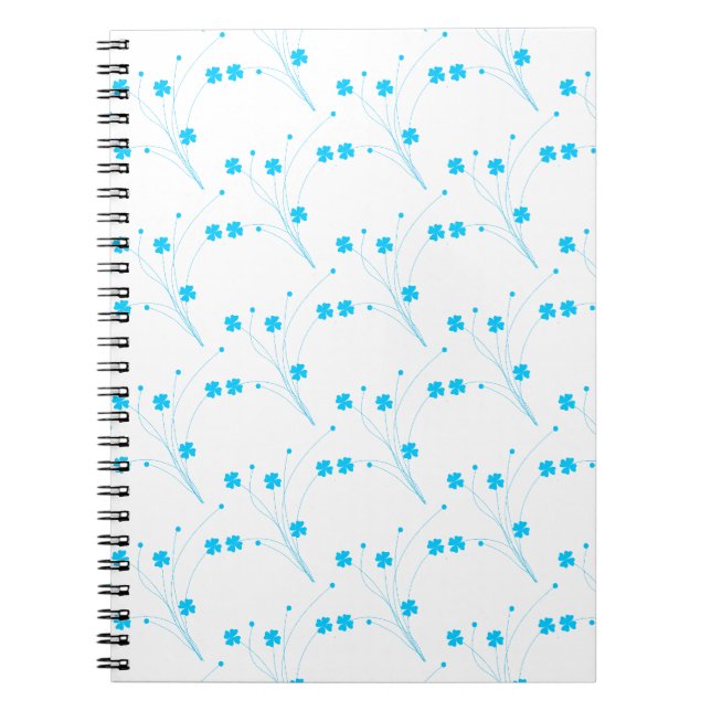 Cuaderno Flores azules de cielo brillante, impresión floral (Frente)