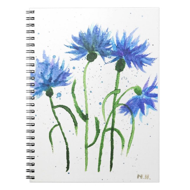 Cuaderno Flores azules de cornflores acuarela (Frente)