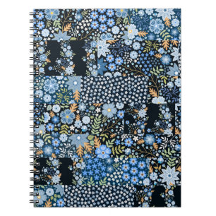 Cuaderno Flores azules de mosaico: tela sin foco.