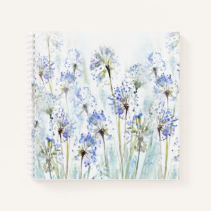 Cuaderno Flores azules de verano, boceto acuático