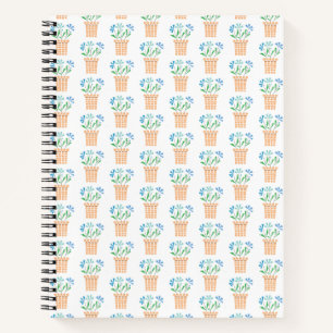 Cuaderno Flores Azules en Macetas Trenzadas