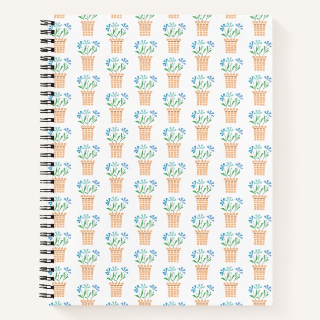 Cuaderno Flores Azules en Macetas Trenzadas (Anverso)
