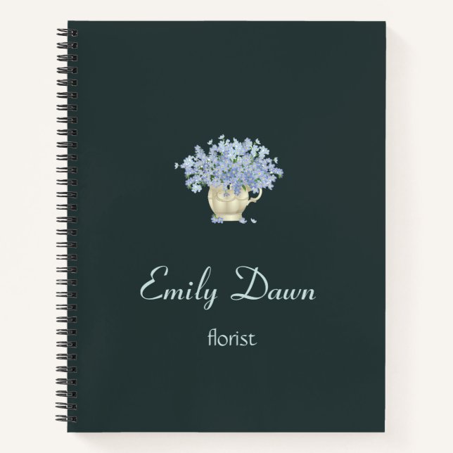 Cuaderno Flores azules en un jarrón gris (Anverso)