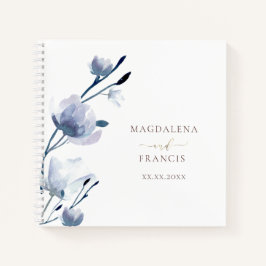 Cuaderno flores azules flor boda Guest Book