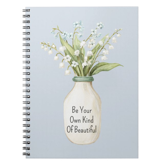 Cuaderno Flores Azules Florero Blanco (Frente)