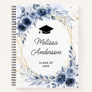Cuaderno Flores Azules Marinos Graduado