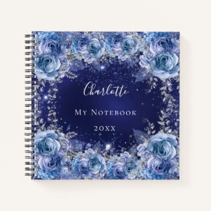 Cuaderno Flores azules nombre elegante