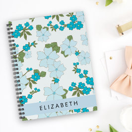 Cuaderno Flores Azules, Patrón De Flores, Su Nombre