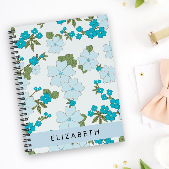 Cuaderno Flores Azules, Patrón De Flores, Su Nombre (Subido por el creador)