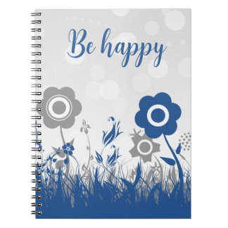 Cuaderno flores azules y gris