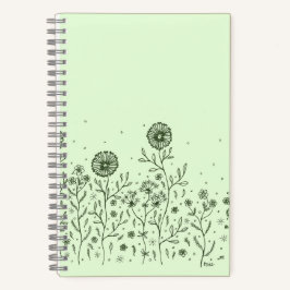 Cuaderno Flores bailarinas en un prado, verde claro