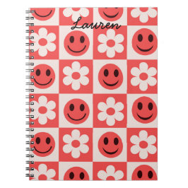 Cuaderno Flores bajo control personalizado y rojos felices
