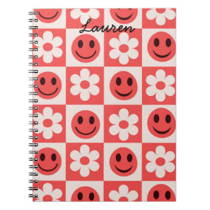 Cuaderno Flores bajo control personalizado y rojos felices