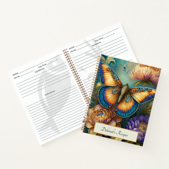 Cuaderno Flores barrocas y receta personalizada de mariposa (Interior)
