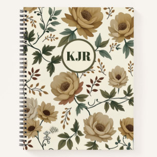 Cuaderno Flores beige y marfil