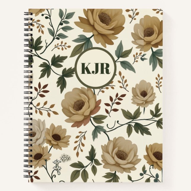 Cuaderno Flores beige y marfil (Anverso)