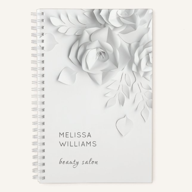 Cuaderno Flores blancas 3D simples (Anverso)