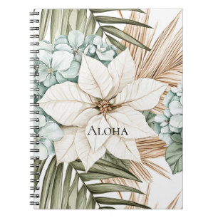 Cuaderno Flores Blancas Azules Tropicales  