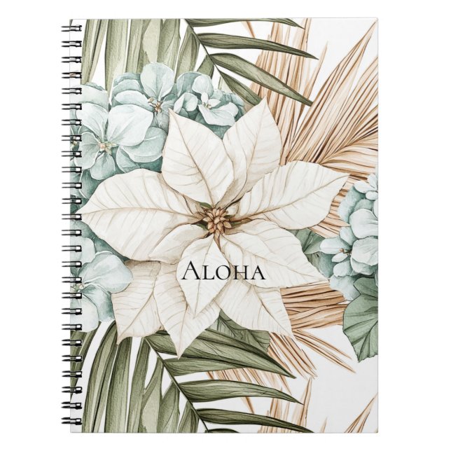Cuaderno Flores Blancas Azules Tropicales   (Frente)