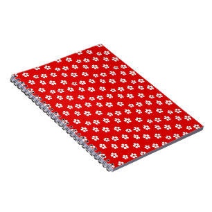Cuaderno Flores blancas cortas en rojo