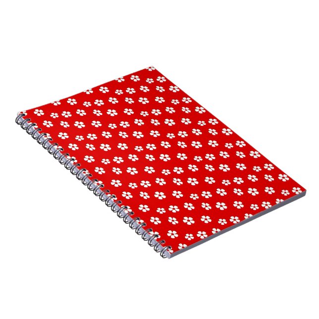 Cuaderno Flores blancas cortas en rojo (Lado Derecho)